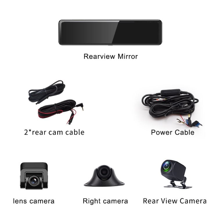 3 Cameras Dash Cam Carplay Android Auto 2.5k 2560*1440P Rearview Mirror